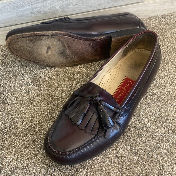 Cole Haan Mens Pinch Shawl Bow II Leather Loafer Shoes SIZE 11.5 D - BURGUNDY - Picture 7 of 9